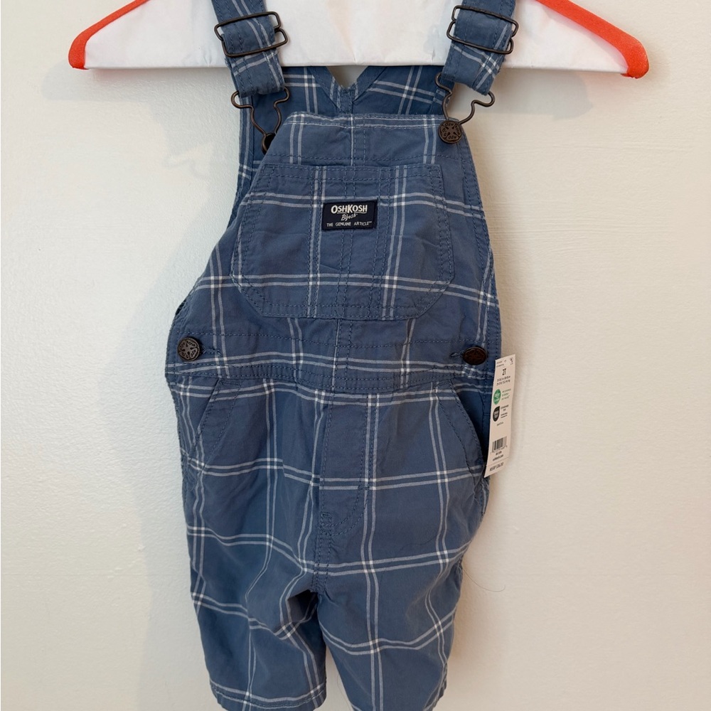 OshKosh B'gosh Navy Blue Plaid Overalls